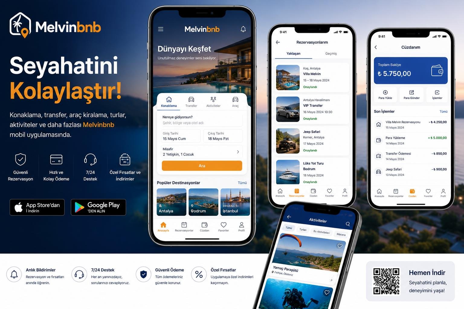 Melvinbnb konaklama ve seyahat platformu